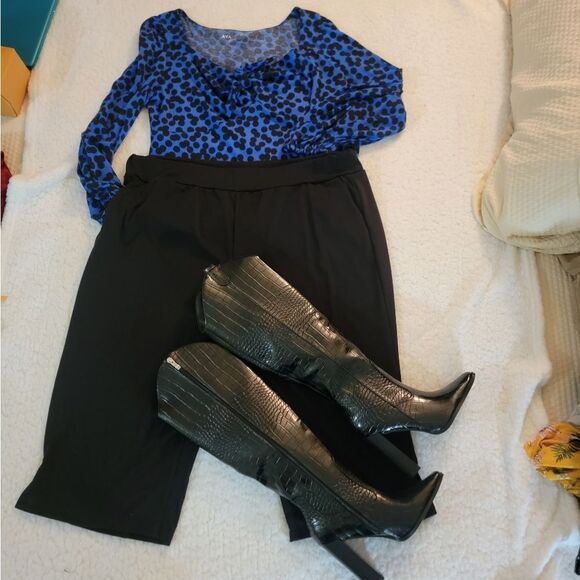 🆕️👖Black Knit Wide Leg Pants, Sz 3XL - Picture 2 of 5